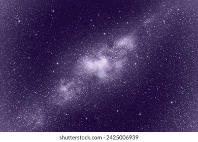 Night starry sky and Milky Way. Monochrome cold blue space background