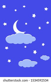 Night starry sky with moon.