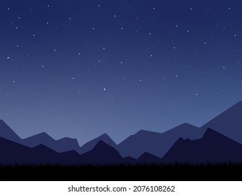 Night starry sky and mountains