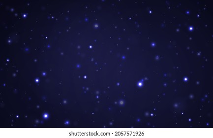 Night starry sky with nebula and constellations. Bokeh effect. Stardust in deep universe and bright shining stars in cosmic universe. Vector illustration for banner, brochure, web design.