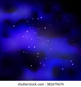 Night starry sky with nebula. Vector illustration