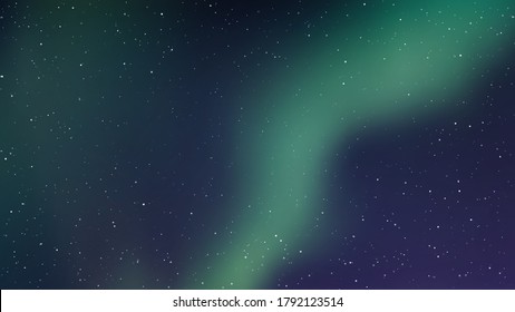 Night starry sky with northern light , Vector image .