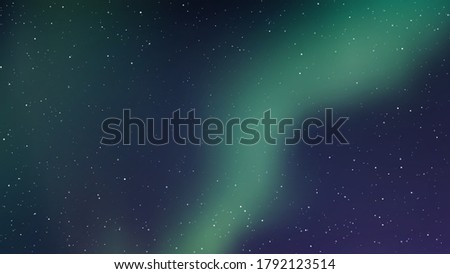 Night starry sky with northern light , Vector image .