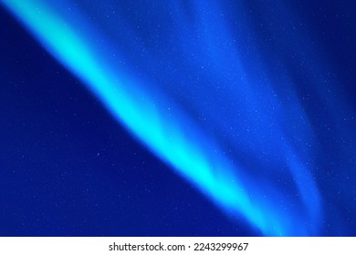Night starry sky and polar lights. Blue aurora borealis. Indigo color