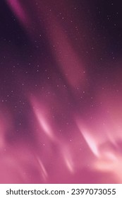 Night starry sky, polar lights. Purple aurora borealis. Pink backdrop