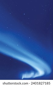 Night starry sky and polar lights. Blue aurora borealis. Indigo color