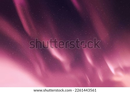 Night starry sky, polar lights. Purple aurora borealis. Pink backdrop