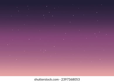 Night starry sky with purple gradation. Star universe background. Vector illustration.