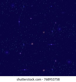 Night starry sky seamless background. Small distant star shines on dark sky. Vector cosmos space illustration