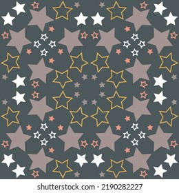 Night starry sky seamless pattern, star on dark design