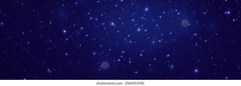 Night starry sky. Spark in the galaxy, distant constellations and star lights. Magic star background.