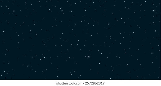 Night starry sky with sparkling stars. Realistic 3d vector illustration on dark background.