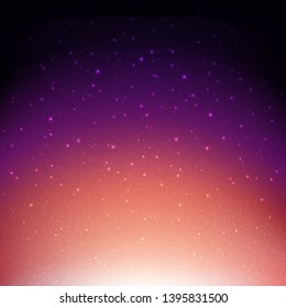 Night Starry Sky Violet Space Background With Gradient Mesh, Vector Illustration
