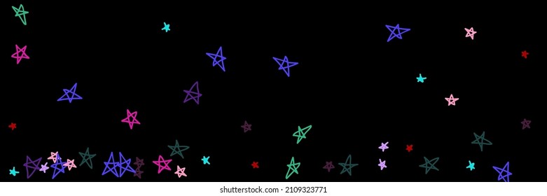 Night Stars Childish Chaotic Bordo Purple Colorful Handdrawn Stars. Lavender Vibrant Red Mint Kids Vivid Black Dark Sky Wallpaper. Violet Green Multicolor Pastel Pink Naive Bright Background.