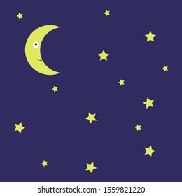 Night with stars, illustration, vector on white background