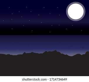 Night with stars and moon