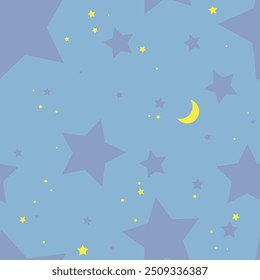 night stars and moon seamless pattern