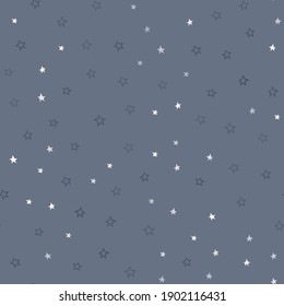 Patrón sin estrellas y noche. Estrellas de dibujos a mano en el cielo oscuro azul de la noche. Delicado fondo nocturno, garabato, boceto. Diseño de ilustración vectorial. La simple ilustración de los niños. Niños de fondo.