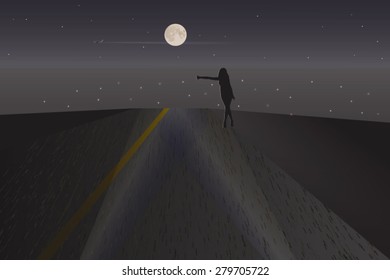 Night Stranger. Vector illustration for your design.