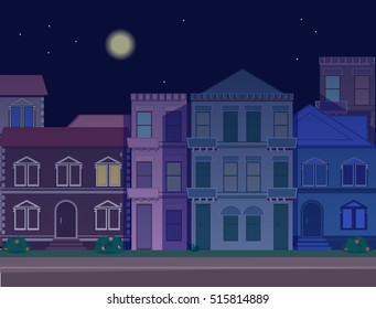 night street background with row of houses