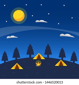 night summer camp vector illustration
