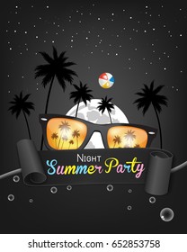 Night Summer Party. Poster. Vector illustration