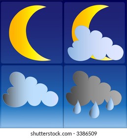Night summer weather icons set