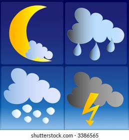 Night summer weather icons set