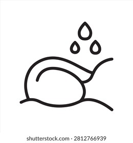 Night Sweats Icon. Simple Line Illustration of a Person Sleeping with Sweat Drops, Representing Nighttime Sweating and Sleep Discomfort.