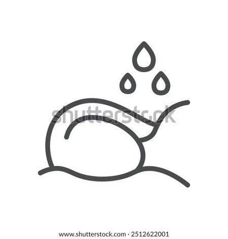 Night Sweats Icon. Simple Line Illustration of a Person Sleeping with Sweat Drops, Representing Nighttime Sweating and Sleep Discomfort