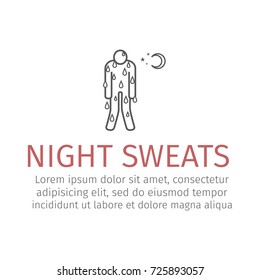Night Sweats line icon. Vector sign for web graphics.