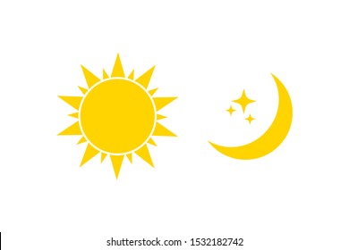 Night symbol of the moon with stars and sun, vector illustration