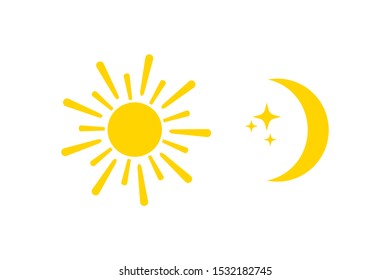 Night symbol of the moon with stars and sun, vector illustration