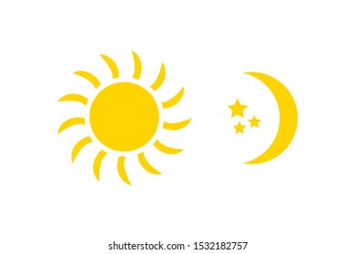 Night symbol of the moon with stars and sun, vector illustration