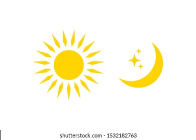 Night symbol of the moon with stars and sun, vector illustration