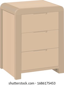 The Night Table. The Bedside Night Table Vector Illustration. Bedroom Furniture Isolated On White Background