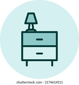 Nachttisch, Illustration, Vektorgrafik auf weißem Hintergrund.