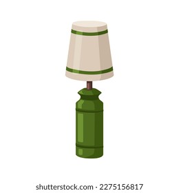 Night table lamp, bedside light with tapered shade. Stylish electric nightstand luminaire, cozy home equipment with lampshade. Flat cartoon vector illustration isolated on white background