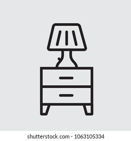 Night Table and Lamp Shade Line Art Icon