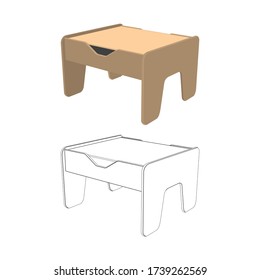 Ilustración del vector de la mesa nocturna. El Mobiliario De La Habitación Es Un Clip Art Aislado En Fondo Blanco. La página de color del stand nocturno