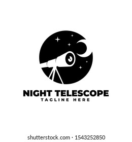 Night Telescope Logo Vector Icon Illustration