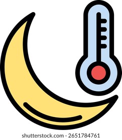 Night Temperature Line Filled Icon Design
