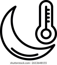 Night Temperature Line Vector Icon Design