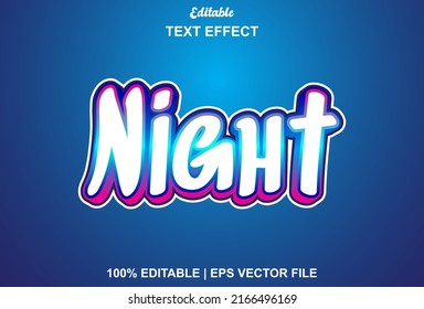 Night Text Effect With Blue Modern Style Editable.