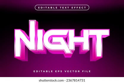 Night text effect editable video cover and banner text style, 3d typography template