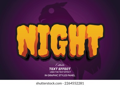 Night text effect style. Editable text effect theme halloween.