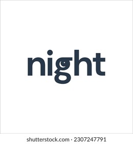 Night text logo typography logo vector