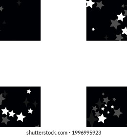Night Textile Winter Magic Dark New Year Wallpaper. Mystery White Black Monochrome Silver Pattern. Print Cozy Grey Chaotic Holiday Background. Gray Stars Bright Sky Christmas Wallpaper.