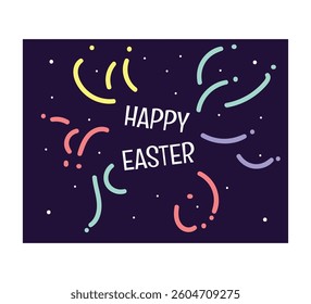 Night theme happy easter banner set