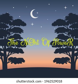 “The Night of Power” with the theme of the late afternoon Ramadhan background vector design illustration